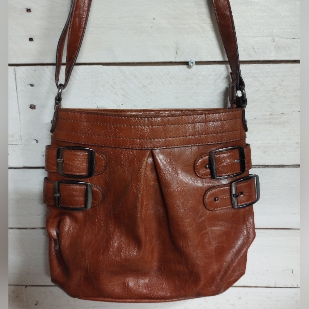 Macy's Style & Co. Dannii Whiskey Brown Satchel Crossbody Purse Faux Leather